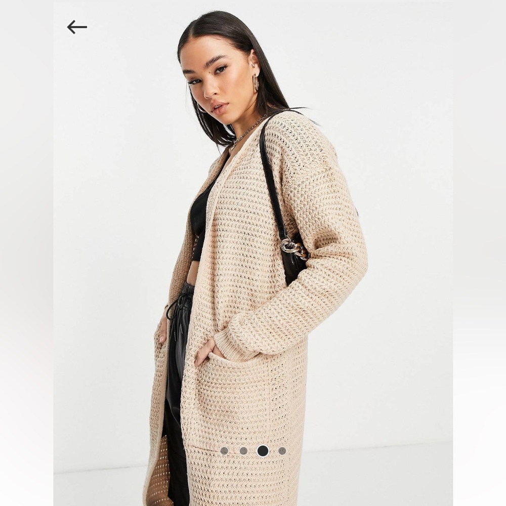 ASOS QED London oatmeal midi cardigan UK 10 / Small